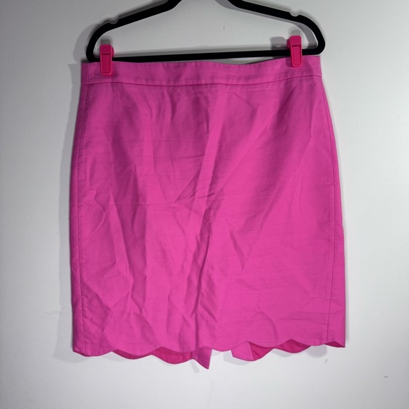 J. Crew Factory Dresses & Skirts - J.Crew Hot Pink Scallop Hem Pencil Skirt Size 12 Cotton Barbiecore Preppy